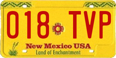 NM license plate 018TVP