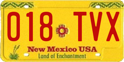 NM license plate 018TVX