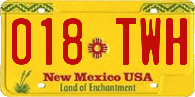 NM license plate 018TWH