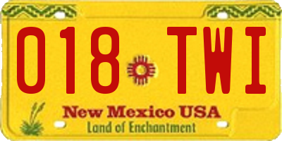 NM license plate 018TWI