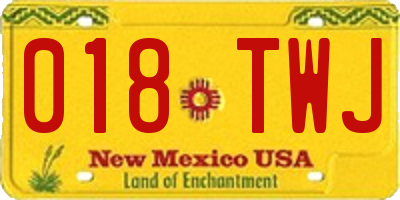 NM license plate 018TWJ