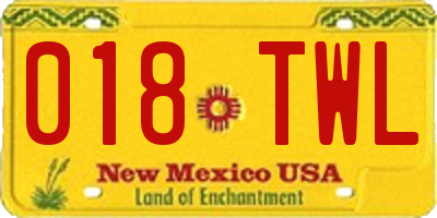 NM license plate 018TWL