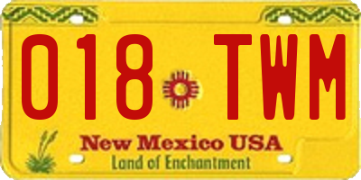 NM license plate 018TWM