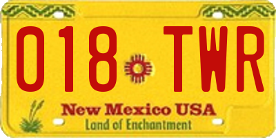 NM license plate 018TWR