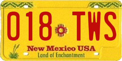 NM license plate 018TWS