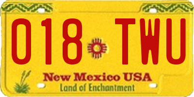 NM license plate 018TWU