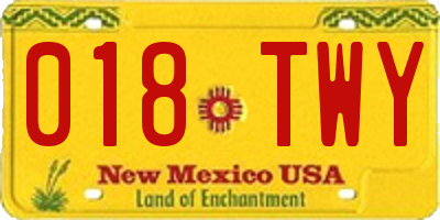 NM license plate 018TWY