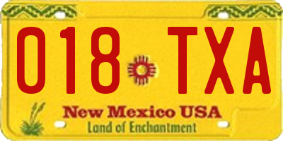 NM license plate 018TXA