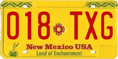 NM license plate 018TXG