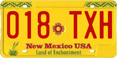 NM license plate 018TXH