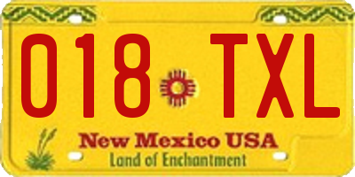 NM license plate 018TXL