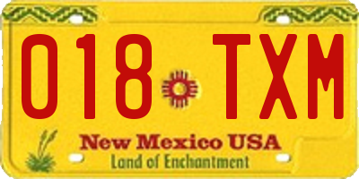 NM license plate 018TXM