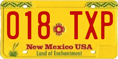NM license plate 018TXP