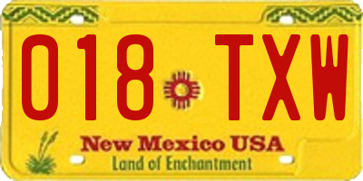 NM license plate 018TXW