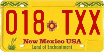 NM license plate 018TXX