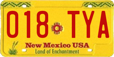 NM license plate 018TYA