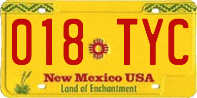 NM license plate 018TYC