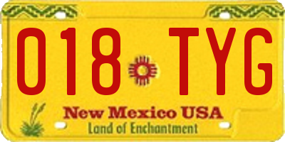 NM license plate 018TYG
