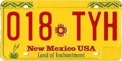 NM license plate 018TYH