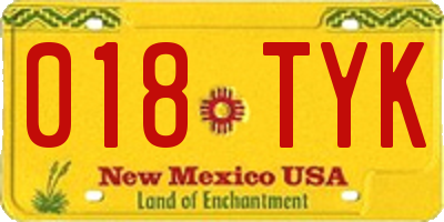 NM license plate 018TYK