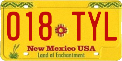 NM license plate 018TYL