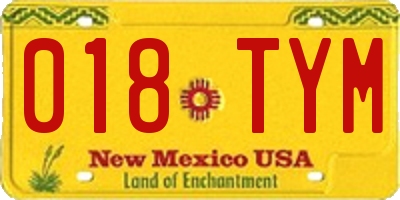 NM license plate 018TYM