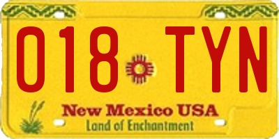 NM license plate 018TYN