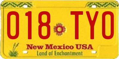 NM license plate 018TYO