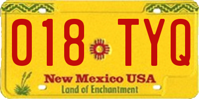 NM license plate 018TYQ