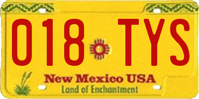 NM license plate 018TYS
