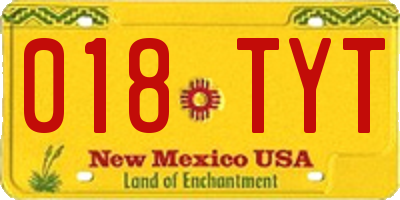 NM license plate 018TYT