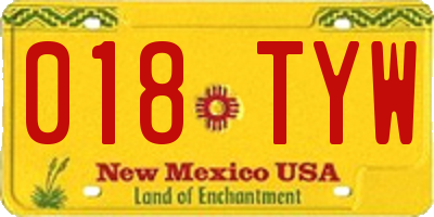 NM license plate 018TYW