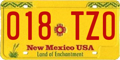 NM license plate 018TZO