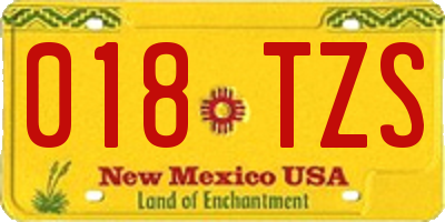 NM license plate 018TZS