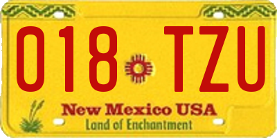 NM license plate 018TZU