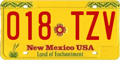 NM license plate 018TZV