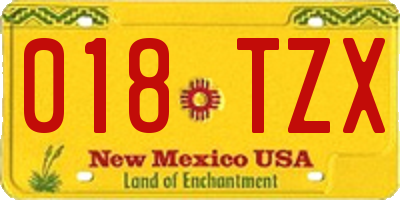 NM license plate 018TZX