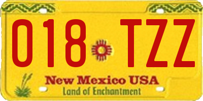 NM license plate 018TZZ