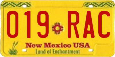 NM license plate 019RAC