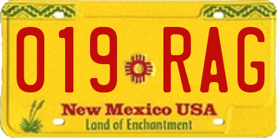 NM license plate 019RAG