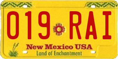 NM license plate 019RAI