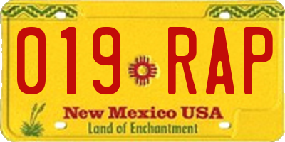 NM license plate 019RAP