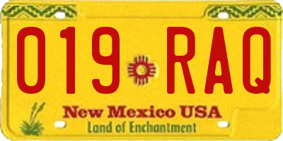NM license plate 019RAQ