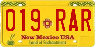 NM license plate 019RAR
