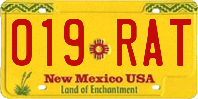 NM license plate 019RAT
