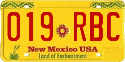 NM license plate 019RBC