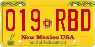 NM license plate 019RBD