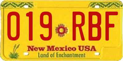 NM license plate 019RBF
