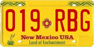 NM license plate 019RBG