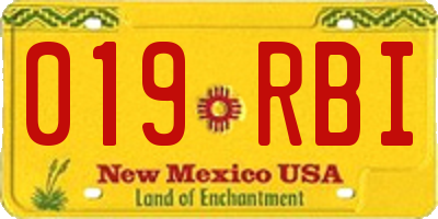 NM license plate 019RBI